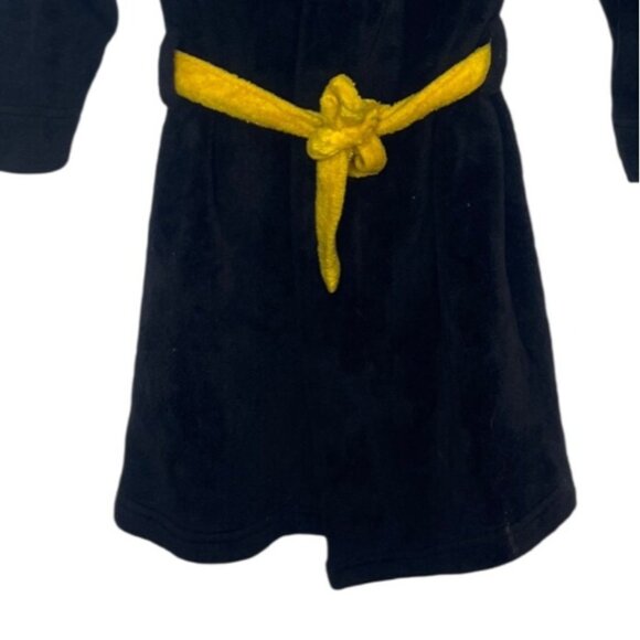 Batman Kids Hooded Bathrobe Boys Small Black Yellow Bruce Wayne Embroidery - Picture 4 of 8